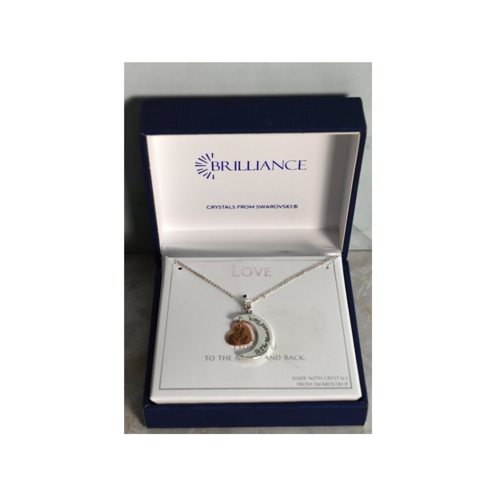 NEW Brilliance Fine Silver Plated "I Love You to the Moon and Back" Necklace